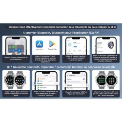 Smart Watch Montre Connectée Homme 1.42"- IOS et Android - Grise métal avec 2 Bracelets - NEUVE