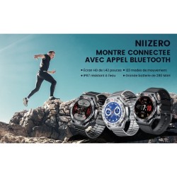Smart Watch Montre Connectée Homme 1.42"- IOS et Android - Grise métal avec 2 Bracelets - NEUVE