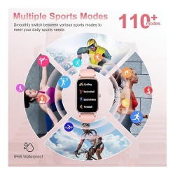 Smart Watch Montre Connectée Femme  1.57"- IOS et Android - Rose Doré - NEUVE
