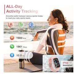 Smart Watch Montre Connectée Femme  1.57"- IOS et Android - Rose Doré - NEUVE