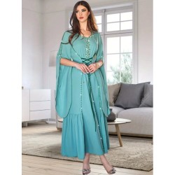 Robe de soirée sans Manches Bleu Turquoise