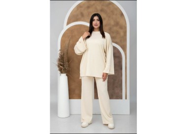 Ensemble Détente Pantalon avec Pull Large - BLANC CREME