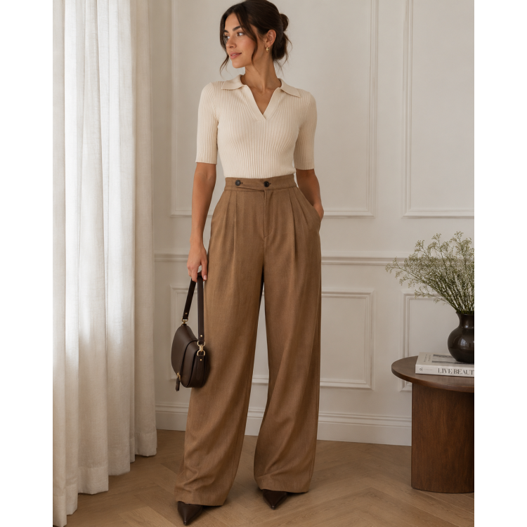 Pantalon Classique Femme - MARRON