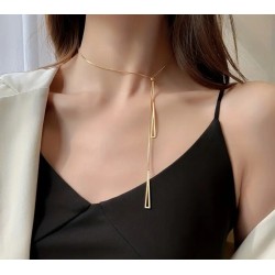 Collier en Y avec pendentif Triangle doré