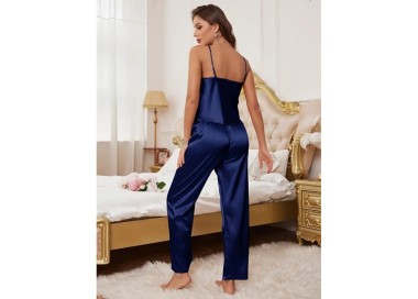 Pyjama Satin 2 pièces BLEU