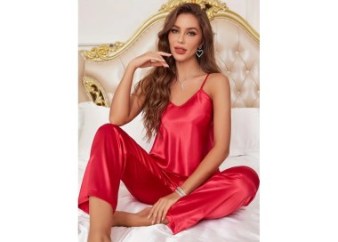 Pyjama Satin 2 pièces ROUGE