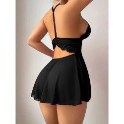 Nuisette Sexy courte dentelle - NOIRE