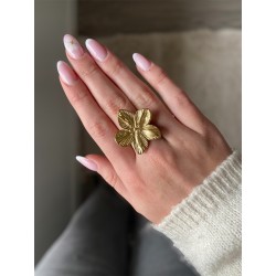 Bague  Fleur en acier inoxydable