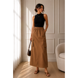 Jupe Longue Femme Chic MARRON CLAIR