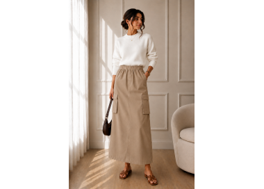 Jupe Longue Femme Chic CREME