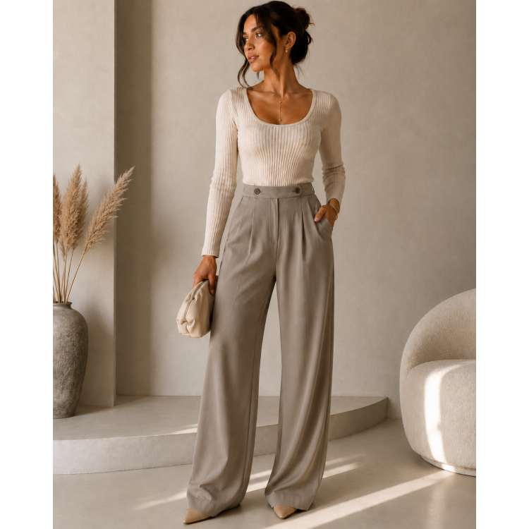 Pantalon Classique Femme - Grège