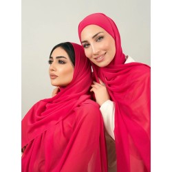 Foulard chiffon_ Rose Fuchsia Clair