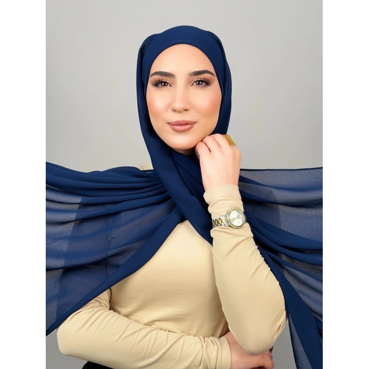 Foulard Chiffon _ Bleu  Marine