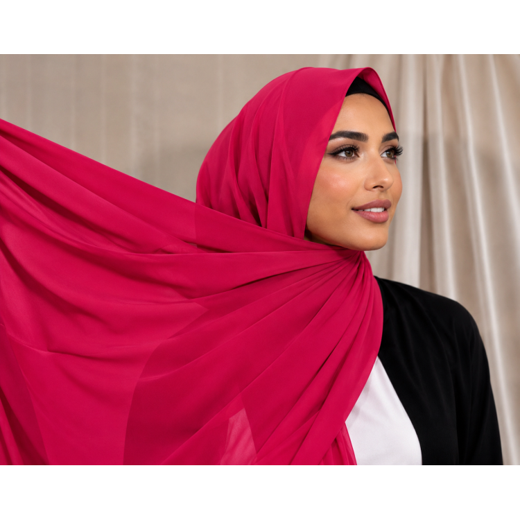 Foulard chiffon_ Rose Fuchsia Clair