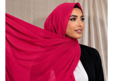 Foulard chiffon_ Rose Fuchsia Clair