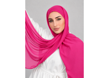 Foulard chiffon_ Rose Fuchsia Clair