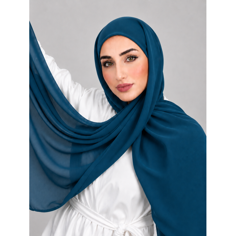 Foulard Chiffon _ Blue Peacock