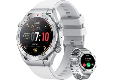 Smartwatch Montre Connectée Homme 1.42"- IOS et Android - Grise métal avec 2 Bracelets - NEUVE